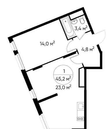 1-комн. квартира, 45 м2, 10/17 эт. Москва