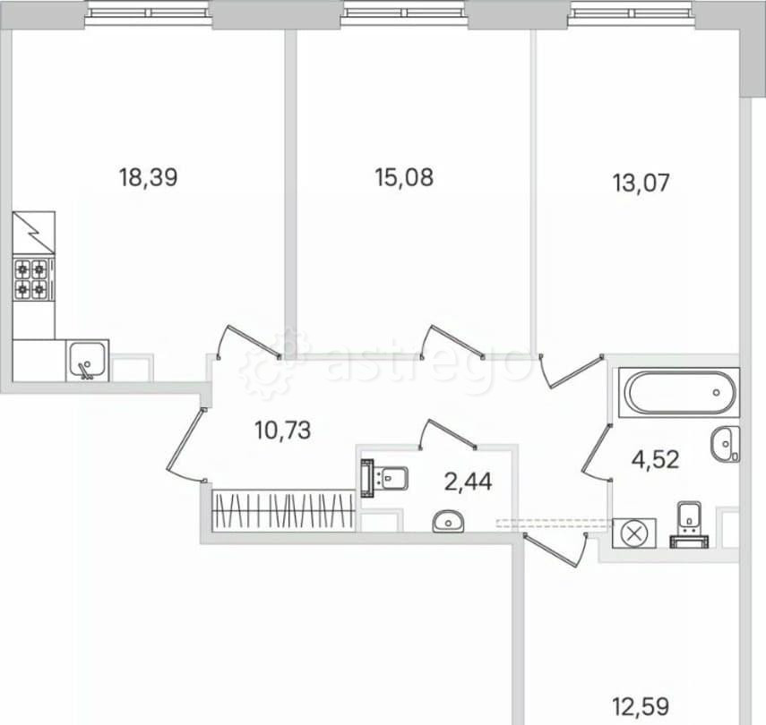 3-комн. квартира, 78.65 м2, 1/4 эт. Санкт-Петербург - изображение 2