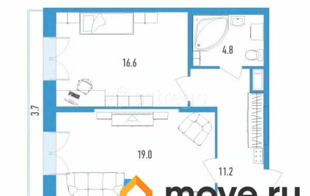 2-комн. квартира, 72.3 м2, 10/18 эт. Санкт-Петербург - изображение 1