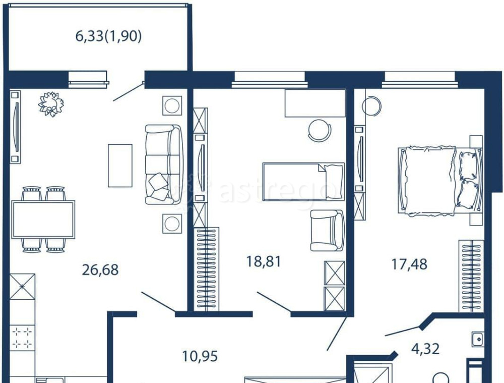 3-комн. квартира, 86.12 м2, 5/5 эт. Санкт-Петербург - изображение 1