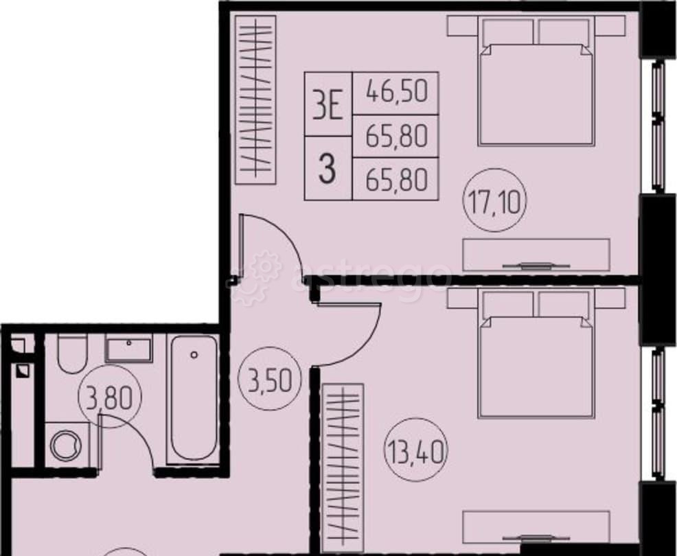 3-комн. квартира, 65.8 м2, 25/28 эт. Пушкино - изображение 1