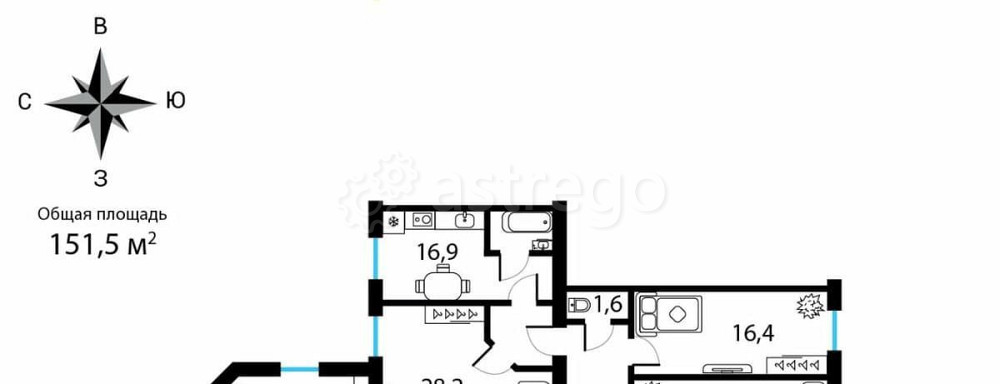 5-комн. квартира, 151.5 м2, 7/7 эт. Санкт-Петербург - изображение 3