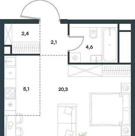 1-комн. квартира, 34.4 м2, 39/40 эт. Москва