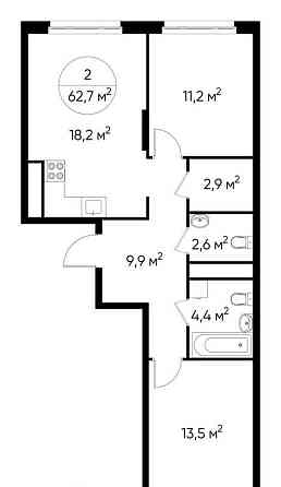2-комн. квартира, 62 м2, 11/17 эт. Москва