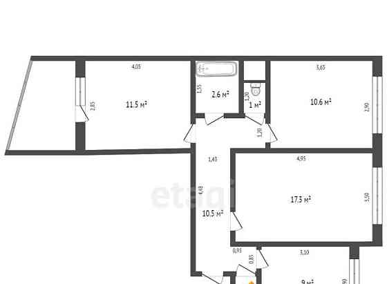3-комн. квартира, 62.9 м2, 2/9 эт. Бийск