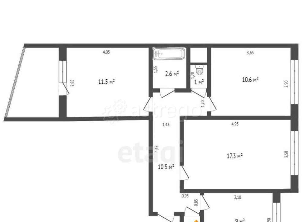 3-комн. квартира, 62.9 м2, 2/9 эт. Бийск - изображение 2