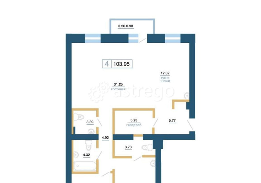 4-комн. квартира, 103.95 м2, 6/7 эт. Красноярск - изображение 1