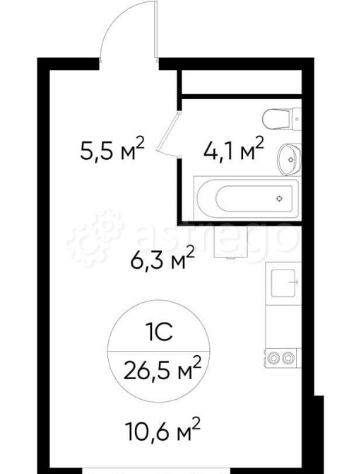 Студия, 26 м2, 13/17 эт. Москва - изображение 1
