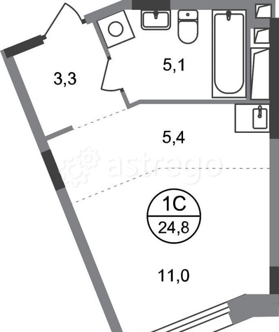 Студия, 24 м2, 5/17 эт. Москва - изображение 1