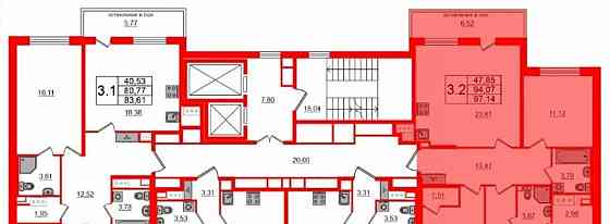 3-комн. квартира, 97.14 м2, 12/12 эт. Санкт-Петербург