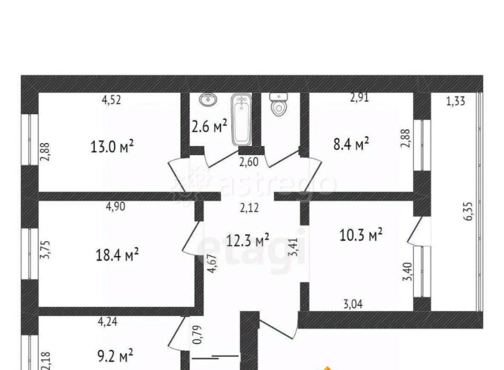 4-комн. квартира, 77 м2, 3/6 эт. Благовещенск - изображение 7