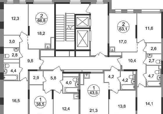 1-комн. квартира, 38 м2, 2/17 эт. Москва