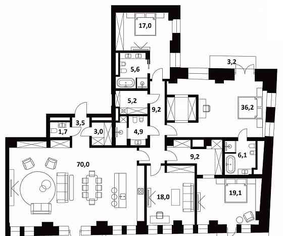 4-комн. квартира, 221.7 м2, 6/8 эт. Москва