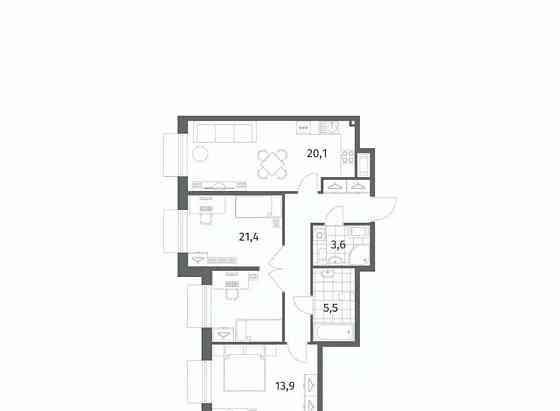 2-комн. квартира, 75.9 м2, 4/8 эт. Санкт-Петербург