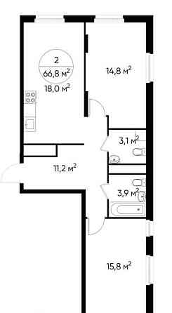 2-комн. квартира, 66 м2, 12/17 эт. Москва