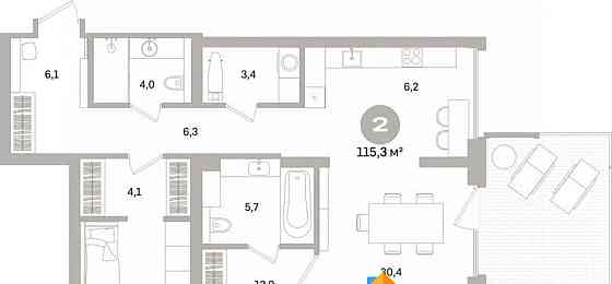 2-комн. квартира, 115.25 м2, 2/10 эт. Санкт-Петербург