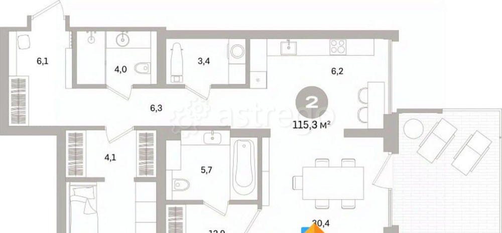 2-комн. квартира, 115.25 м2, 2/10 эт. Санкт-Петербург - изображение 5