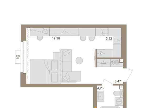 1-комн. квартира, 32.22 м2, 13/25 эт. Уфа