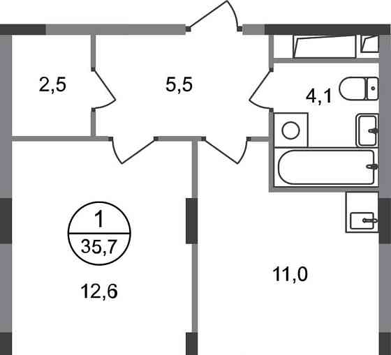1-комн. квартира, 35 м2, 6/17 эт. Москва