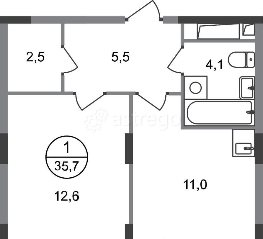 1-комн. квартира, 35 м2, 6/17 эт. Москва - изображение 1