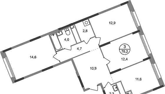 3-комн. квартира, 76 м2, 3/17 эт. Москва