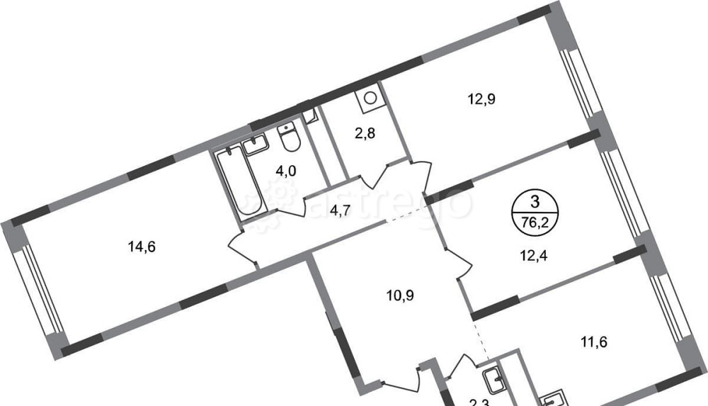 3-комн. квартира, 76 м2, 3/17 эт. Москва - изображение 1