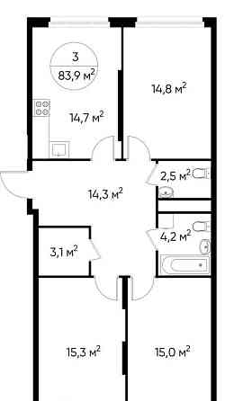 3-комн. квартира, 83 м2, 8/17 эт. Москва