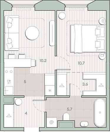 1-комн. квартира, 39.2 м2, 2/13 эт. Москва