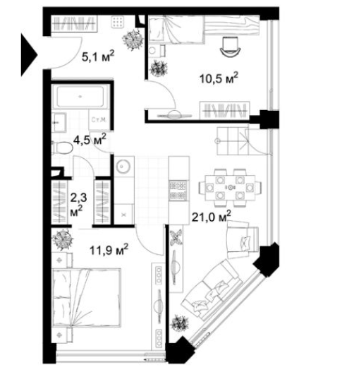 Продам 3-комн. Квартиру, 55.3 м2, 8/11 этаж Москва - изображение 2