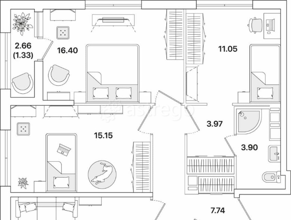3-комн. квартира, 82.09 м2, 10/12 эт. Санкт-Петербург - изображение 1