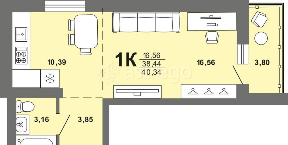 1-комн. квартира, 40.34 м2, 8/8 эт. Майма - изображение 1
