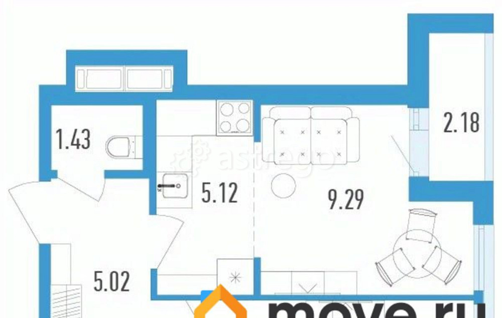 2-комн. квартира, 38.63 м2, 5/12 эт. Санкт-Петербург - изображение 1