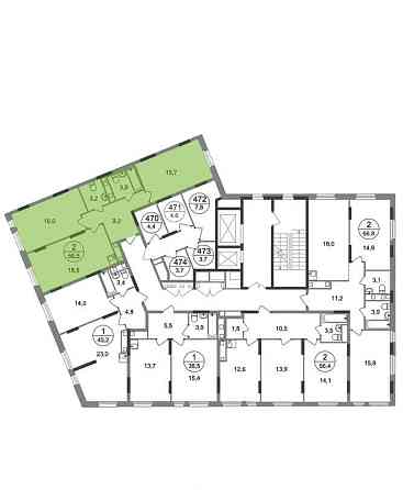 2-комн. квартира, 66 м2, 13/17 эт. Москва