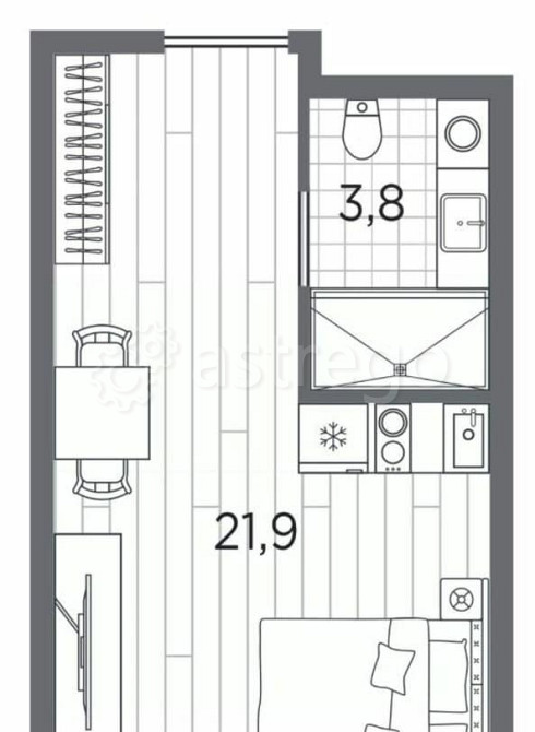 1-комн. апарт-ы, 25.7 м2, 3/13 эт. Санкт-Петербург - изображение 1