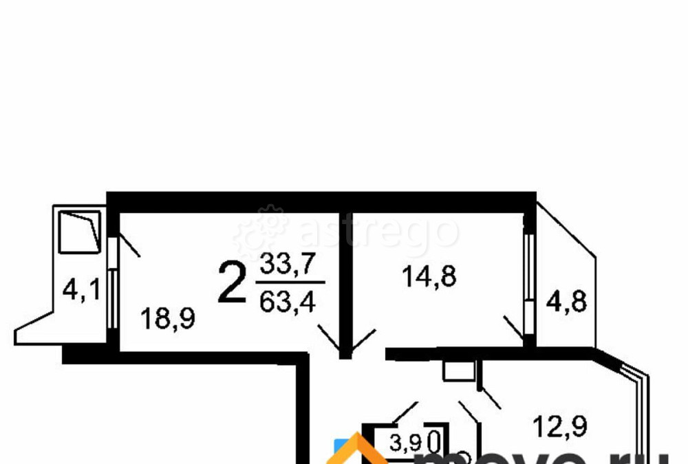2-комн. квартира, 64 м2, 9/17 эт. Москва - изображение 1