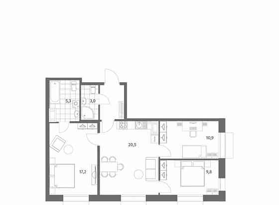 3-комн. квартира, 70.9 м2, 3/13 эт. Санкт-Петербург