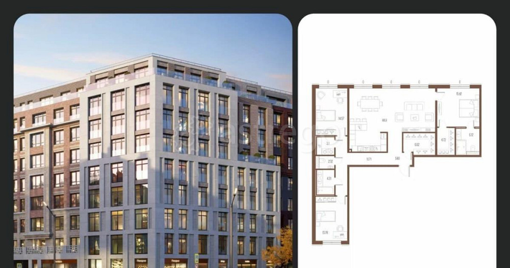 3-комн. квартира, 133 м2, 2/9 эт. Санкт-Петербург - изображение 1