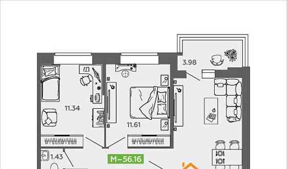 2-комн. квартира, 56.16 м2, 6/9 эт. Северодвинск