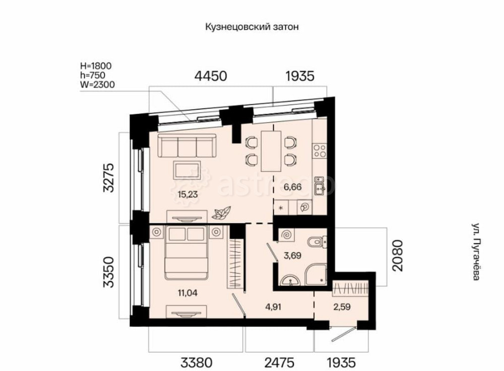 2-комн. квартира, 44.12 м2, 10/31 эт. Уфа - изображение 7