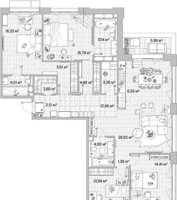 4-комн. квартира, 141.65 м2, 7/12 эт. Москва - изображение 1