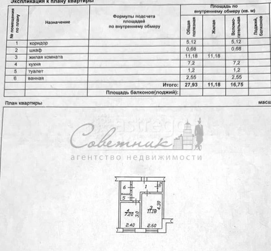 1-комн. квартира, 27.93 м2, 4/8 эт. Старый Оскол - изображение 6