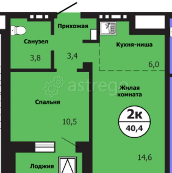 2-комн. квартира, 40.4 м2, 9/19 эт. Красноярск - изображение 1