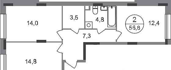2-комн. квартира, 56 м2, 1/17 эт. Москва