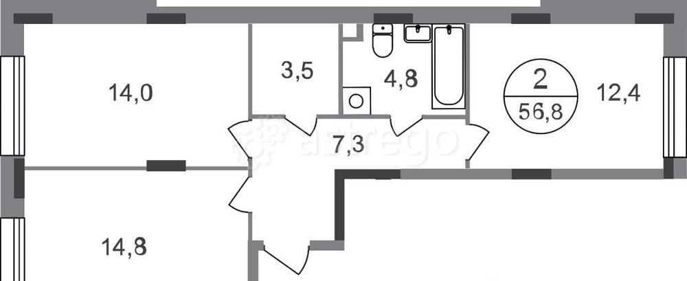 2-комн. квартира, 56 м2, 1/17 эт. Москва - изображение 1