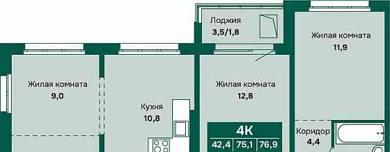 4-комн. квартира, 76.9 м2, 15/17 эт. Барнаул