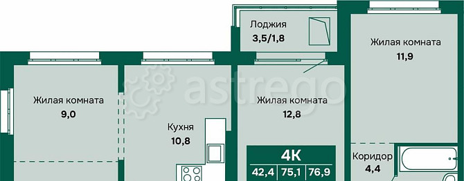 4-комн. квартира, 76.9 м2, 15/17 эт. Барнаул - изображение 2