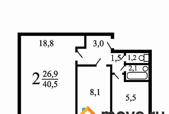 2-комн. квартира, 42 м2, 5/5 эт. Москва
