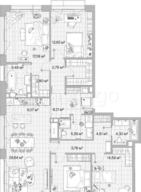 4-комн. квартира, 133.65 м2, 10/10 эт. Москва - изображение 1