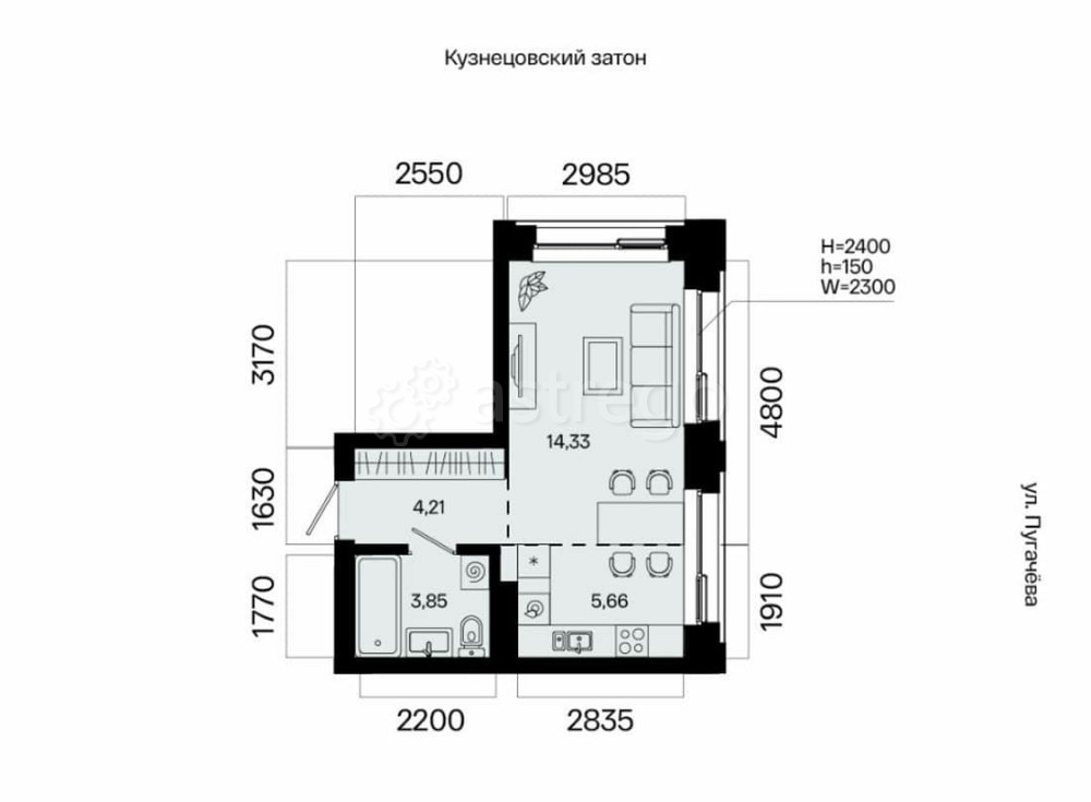 1-комн. квартира, 28.05 м2, 15/31 эт. Уфа - изображение 2