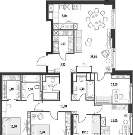 5-комн. квартира, 149.9 м2, 55/55 эт. Москва
